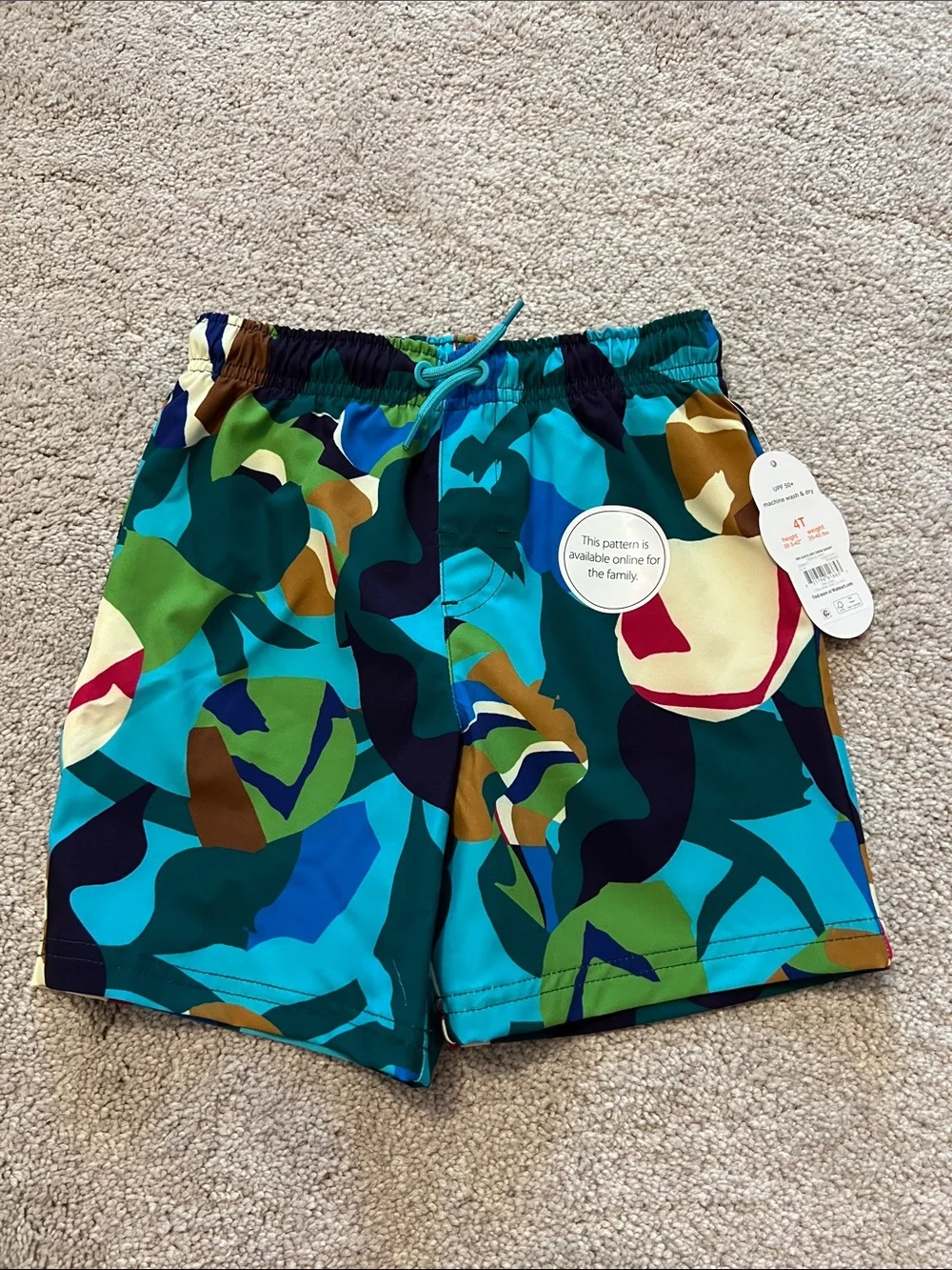 wonder nation Teal Multi-Color Abstract Swim Trunks